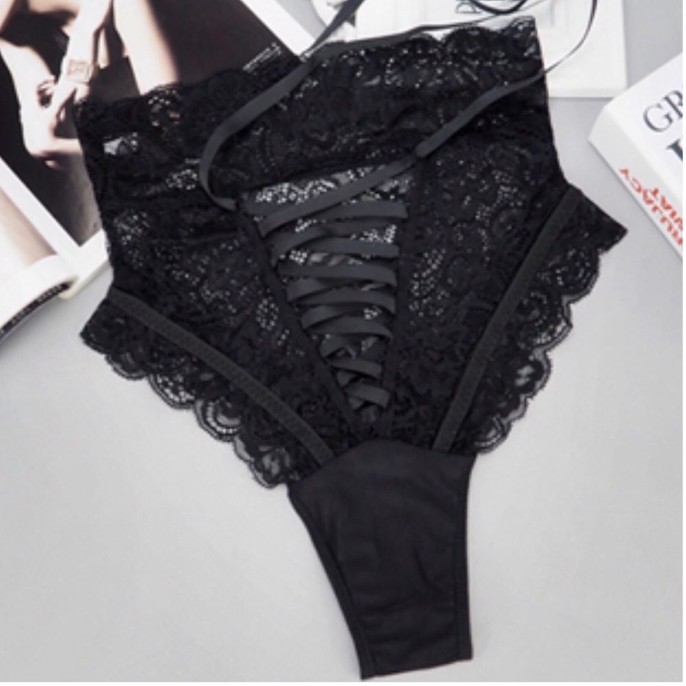 Sexy High Waist Lace Up Thong Lingerie Panties - Picture 7 of 16